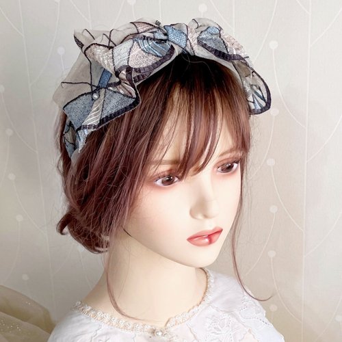 哈娜髮飾 Hanabi ~ 手工訂製飾品 大蝴蝶結髮箍/ 頭箍 寬版 寬邊 髮帶式 刺繡蕾絲 髮窟 頭帶 頭飾