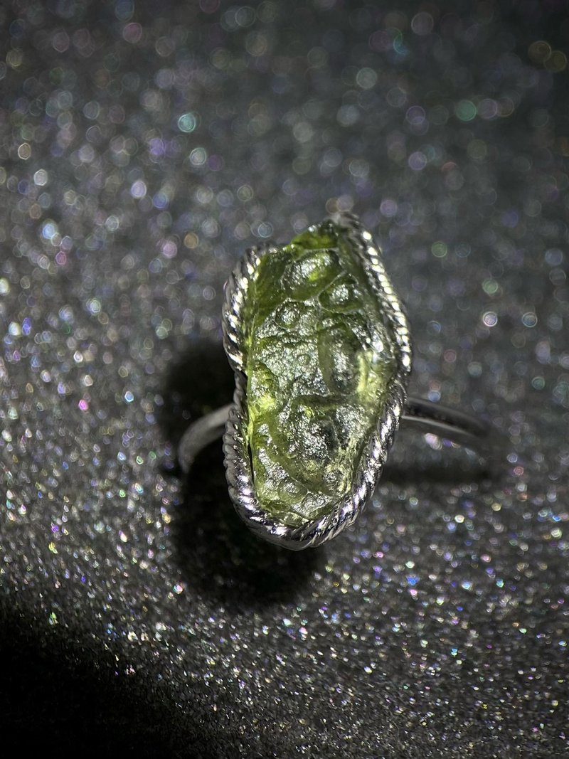 捷克隕石Moldavite原石S925銀戒指 能量之王 靈性之石 稀有珍貴 - 戒指 - 其他材質 