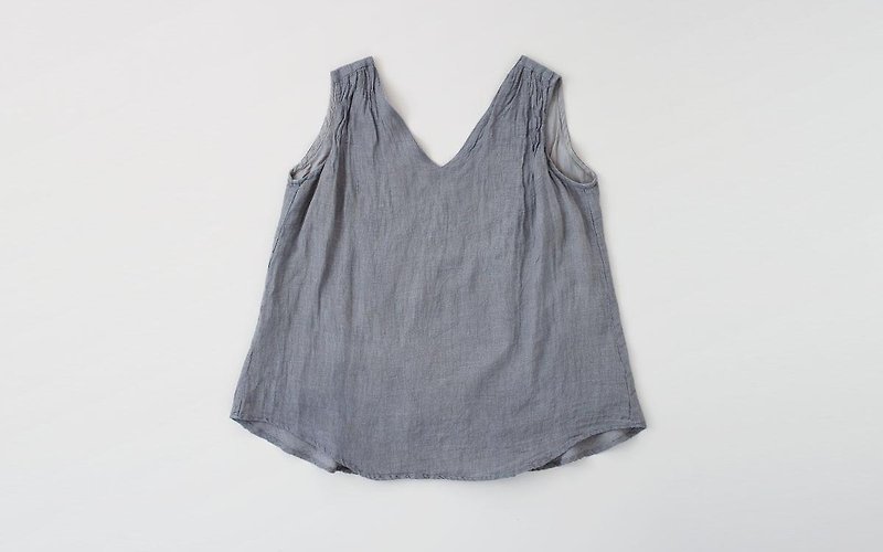enrica linen nosleeve gray - เสื้อผู้หญิง - ผ้าฝ้าย/ผ้าลินิน สีเทา