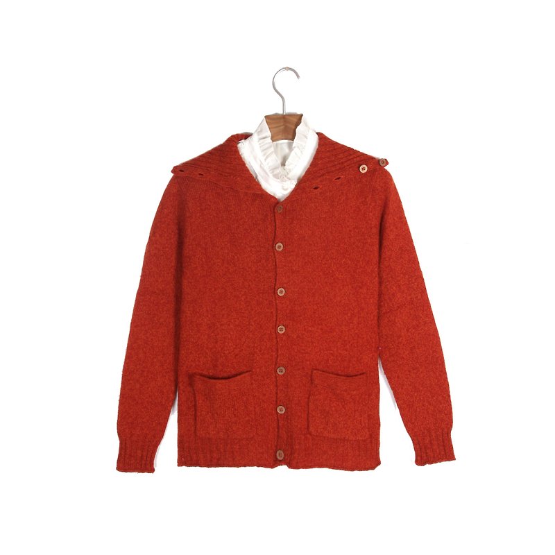 Egg plant vintage persimmon red vintage cardigan - Women's Sweaters - Polyester Red