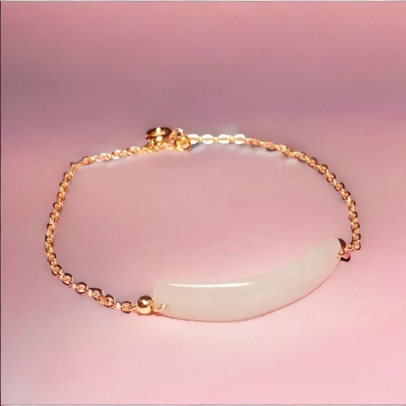 [May Nothing Happen] Ice jadeite Wushi brand design bracelet 14K gold-filled | Natural Myanmar A-grade jade - Bracelets - Jade Transparent