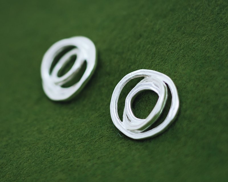 Onion slice silver earrings - round earrings - Japanese - pierce studs - Earrings & Clip-ons - Other Metals Silver