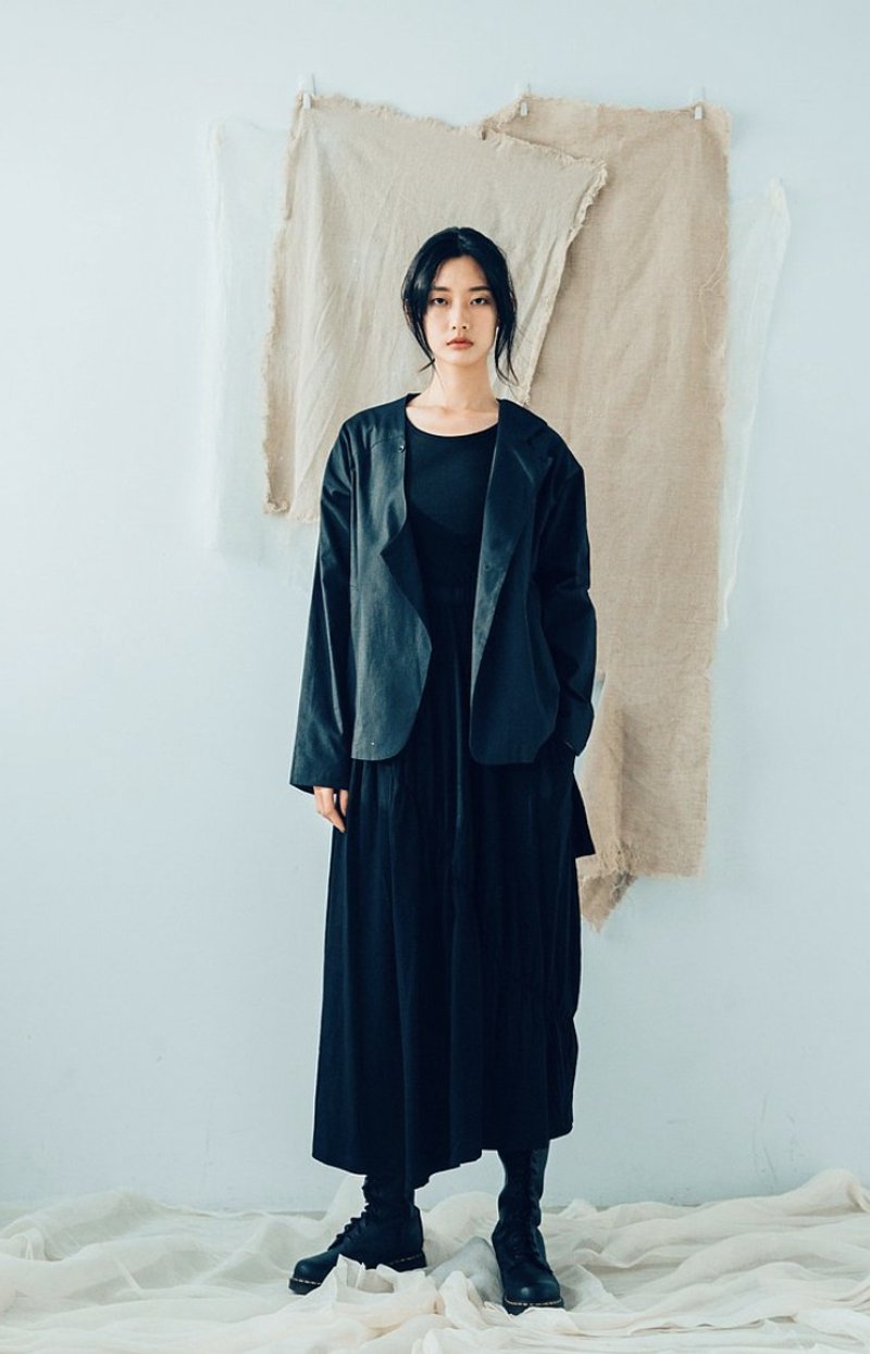 合 西裝外套 (黑/淺灰) Organic Cotton & Recycle - 女大衣/外套 - 棉．麻 黑色
