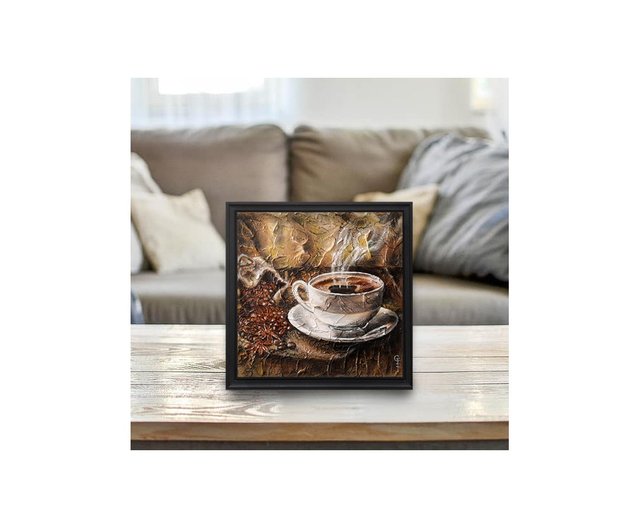 Original Acrylic Painting of a Woman Yellow Gold Coffee Mug