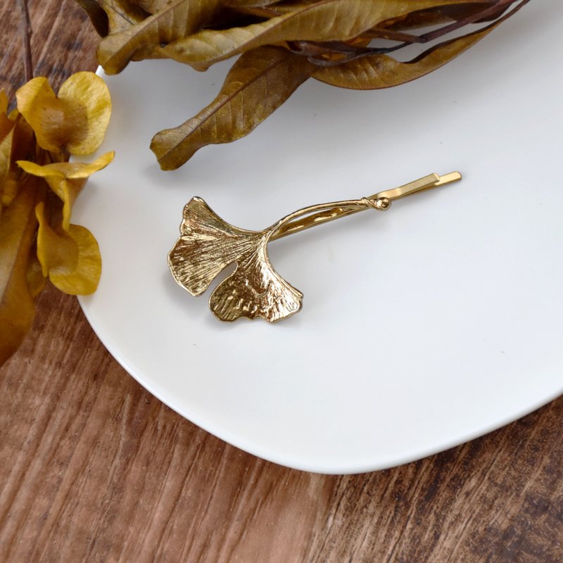 Handmade Limited Edition - Bronze Ginkgo Leaf Hairpin - Hair Accessories - Copper & Brass Green