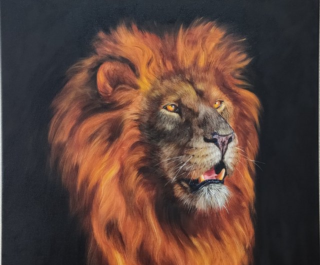 Original oil painting Lion 50*50cm - 設計館Alena Dankova art 海報