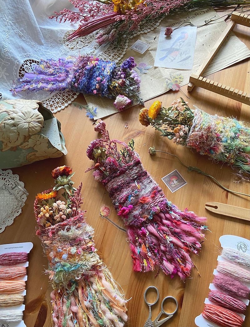 Colorful yarn flower decoration woven bag material package video teaching course - เย็บปัก/ถักทอ/ใยขนแกะ - วัสดุอื่นๆ หลากหลายสี
