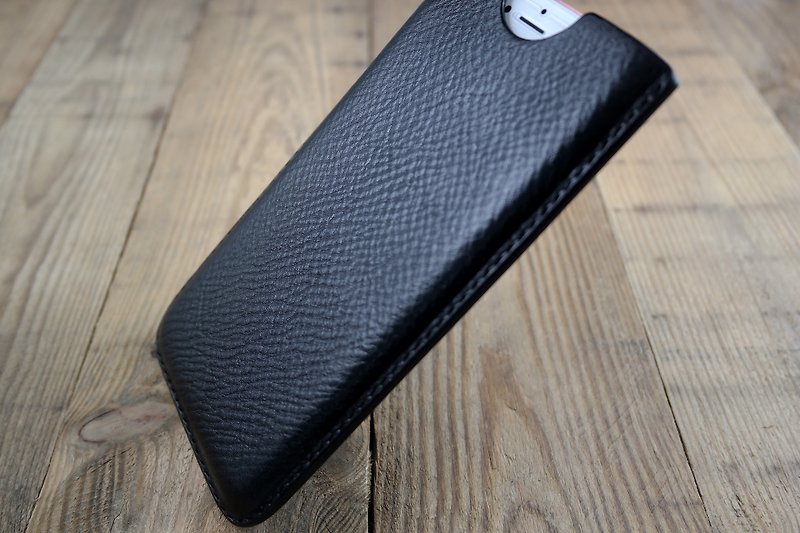APEE leather handmade ~ plastic phone holster ~ natural rejection pattern black ~ (iphone 8 plus) - Phone Cases - Genuine Leather Black