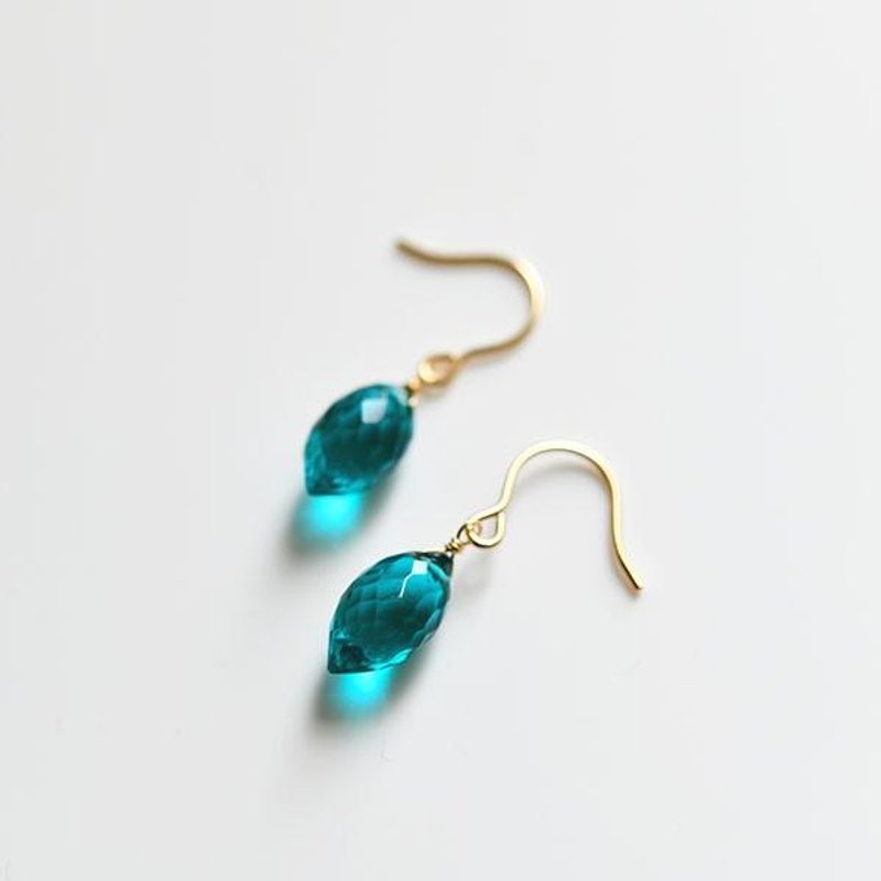 Autumn flavor Green quartz single earrings April birthstone - Earrings & Clip-ons - Gemstone 
