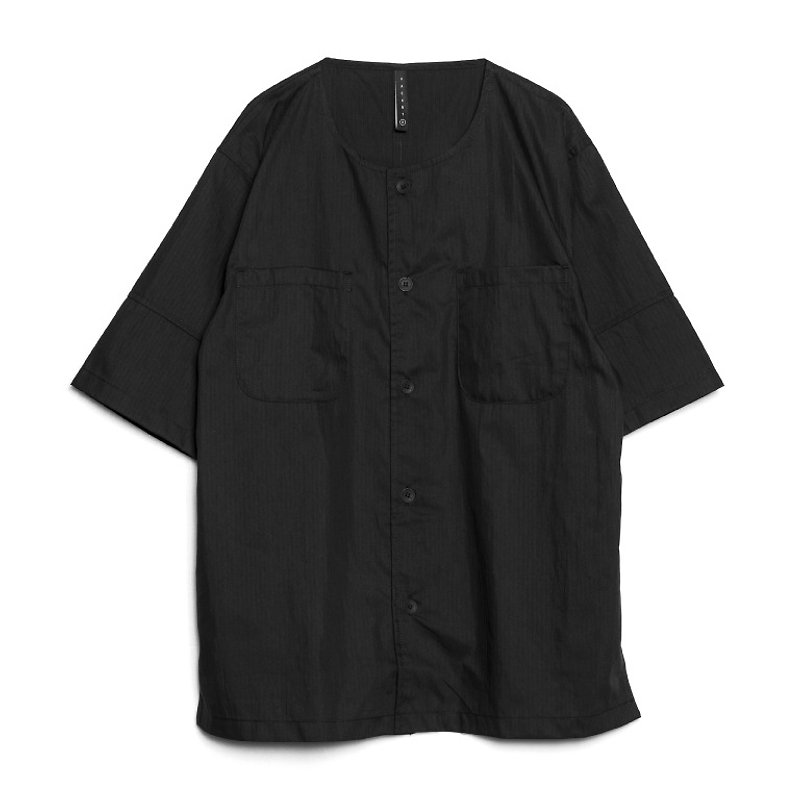 Baseball Shirt - เสื้อเชิ้ตผู้ชาย - ผ้าฝ้าย/ผ้าลินิน สีดำ