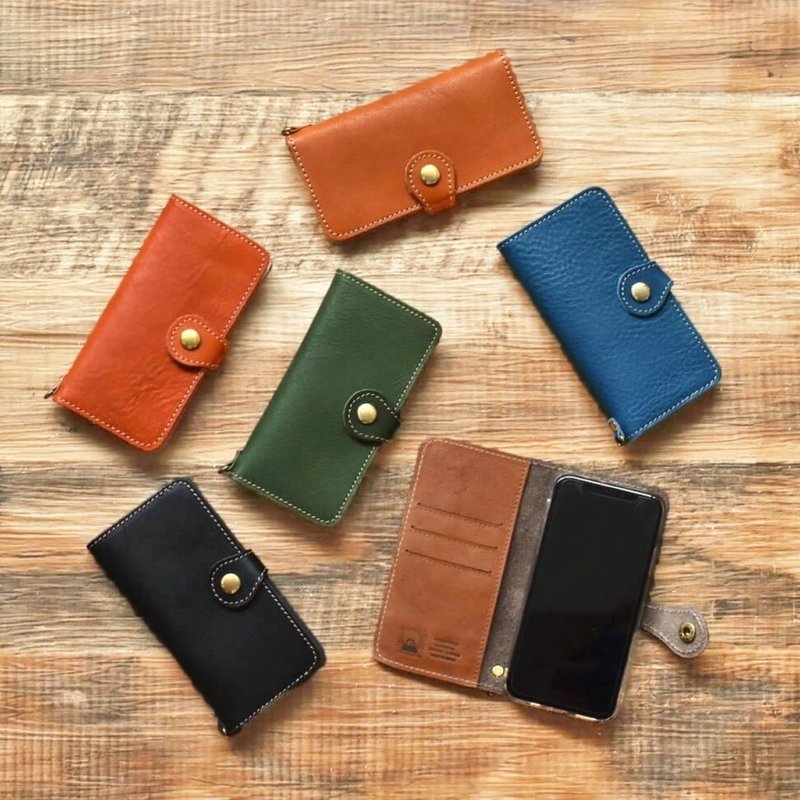 Tochigi Leather Smartphone Case 2.0 with Flap iPhone16 Android Smartphone Case Made in Japan JAK044 - เคส/ซองมือถือ - หนังแท้ สีน้ำเงิน