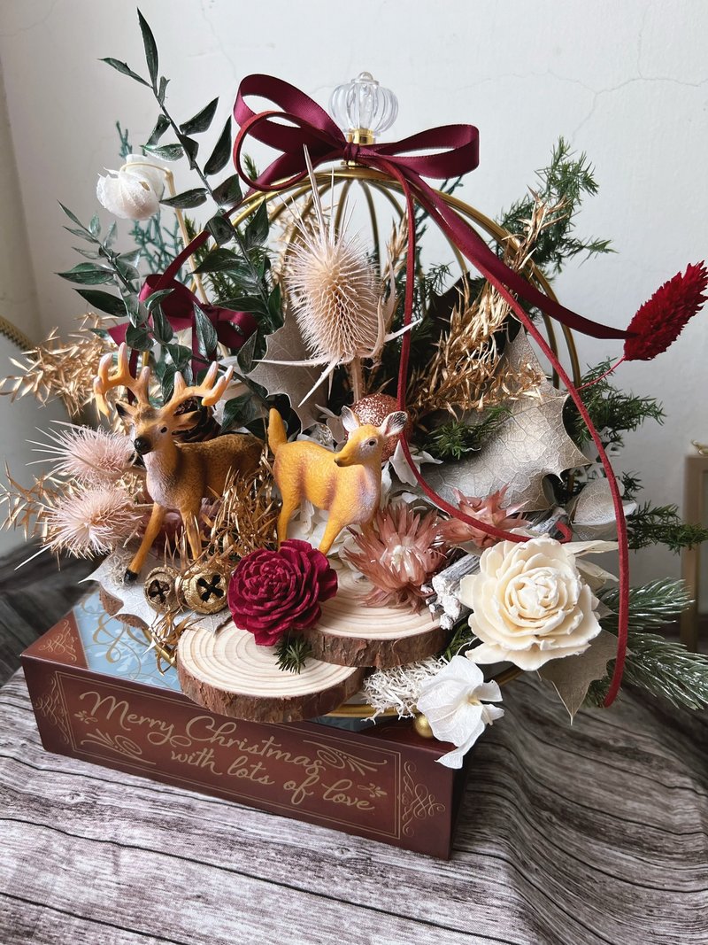 【聖誕禮盒】flower-of-life 冬日小鹿花園 永生聖誕禮物 - 乾燥花/永生花 - 植物．花 金色