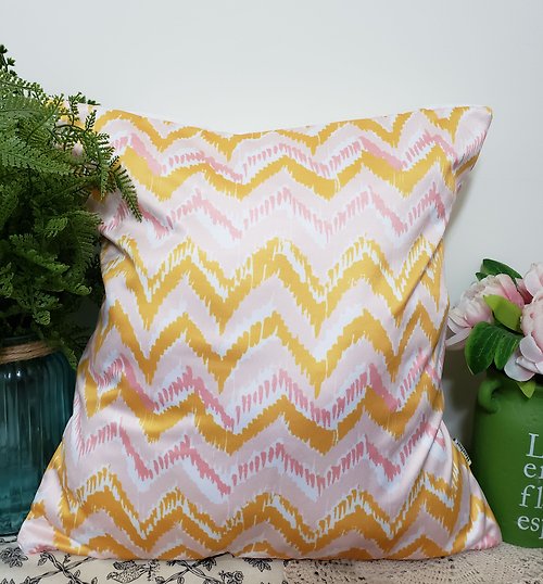 hazelnut 北歐簡约風格粉色波浪幾何圖案抱枕靠枕靠墊枕套