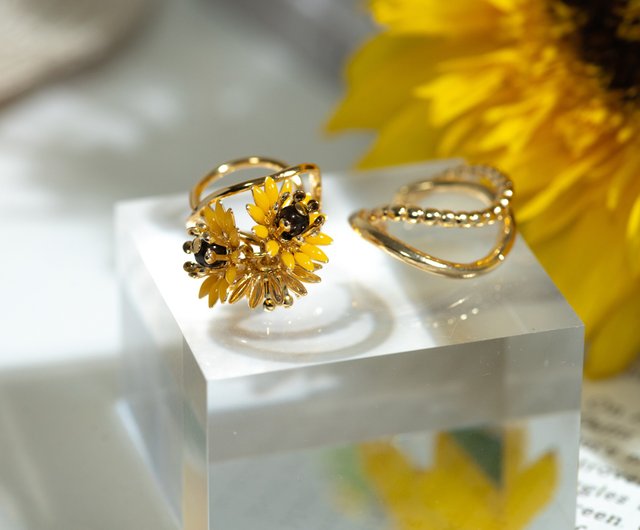 レモンクォーツ ひまわりカービング 着せ替えピアス VBRA4078__Y2 ひまわり ピアス｜ピアス｜ヴァンドームブティック