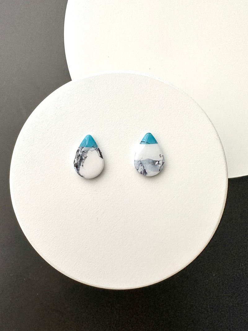 • Handcrafted Polymer Clay Earrings • Mixed Stone Statement Studs - Earrings & Clip-ons - Pottery Multicolor