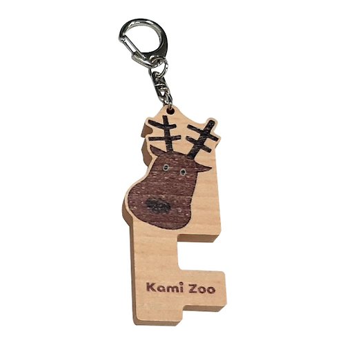 PRINT+SHAPE 木質手機架鑰匙圈 小麋鹿 客製化禮物 鑰匙包 手機支架 吊飾 動物