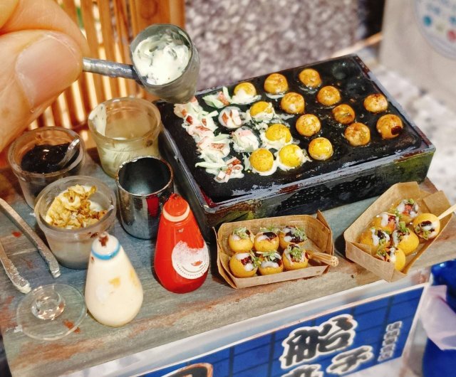 たこ焼き屋台 日本の夜市の軽食 台湾のポケット手作りミニ食品おもちゃ