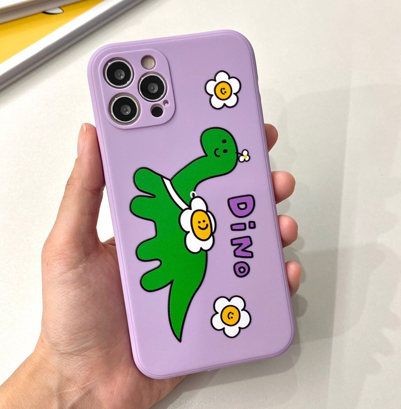 Flower bag dino purple Mobile phone case Silicone Protective Case - เคส/ซองมือถือ - ซิลิคอน สีม่วง