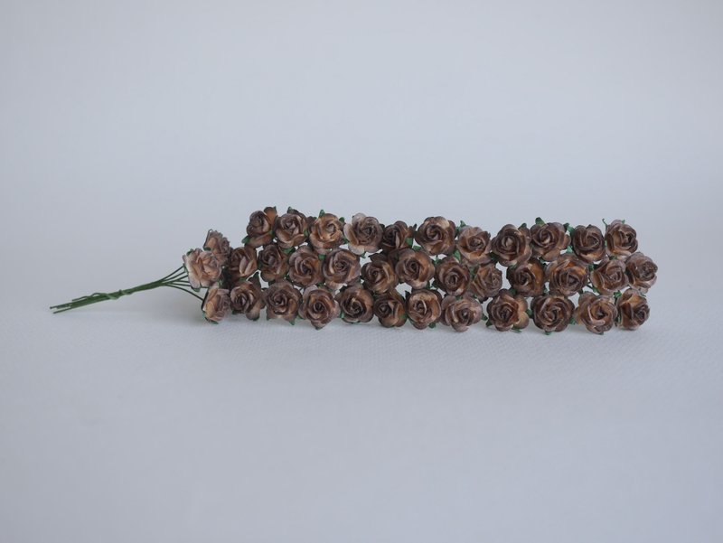 paper flower centerpiece supplies,100 pcs. roses size 1.5 cm., rusty brush color - 木工/竹藝/紙雕 - 紙 咖啡色