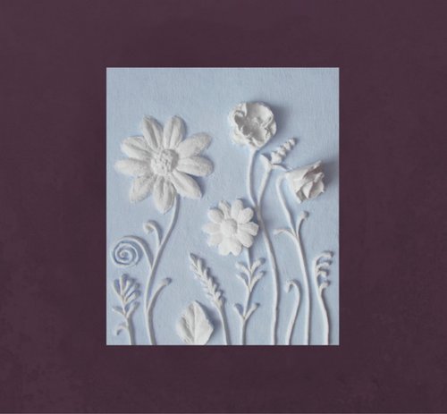 BotanicalArtGifts 面板石膏 3d 花卉牆壁藝術 雕塑柔和的天藍色淺浮雕 Panno 石膏花