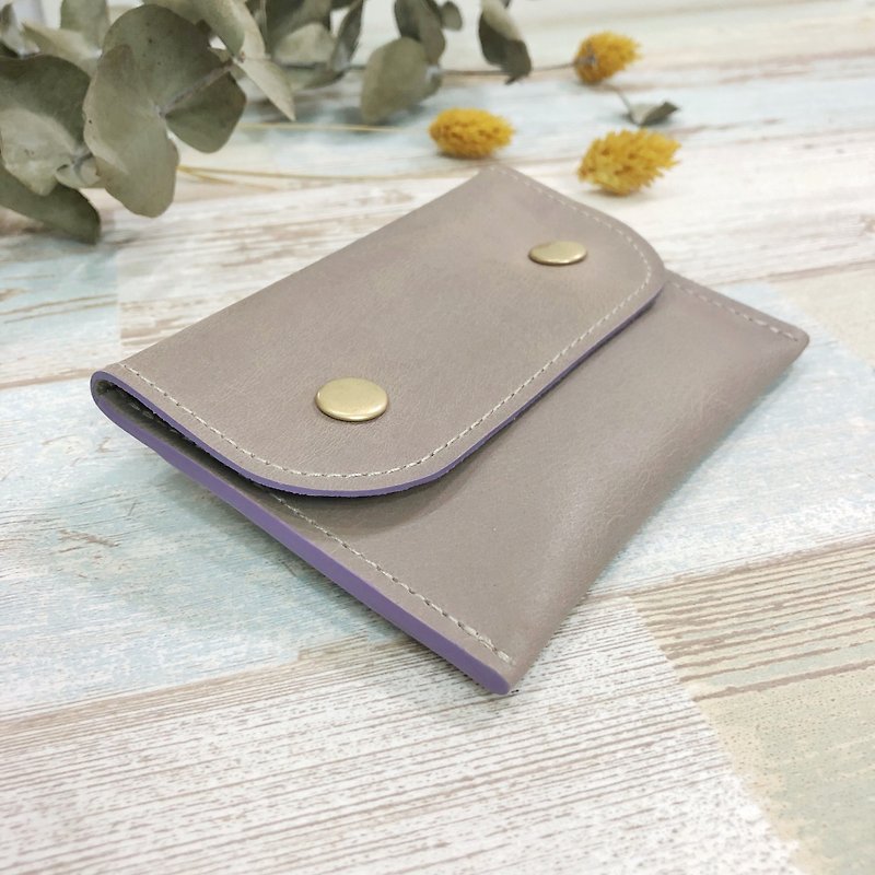 [Minimal universal folder] ZiBAG-015 / elegant rice ash (light purple oil side) - Card Holders & Cases - Genuine Leather 