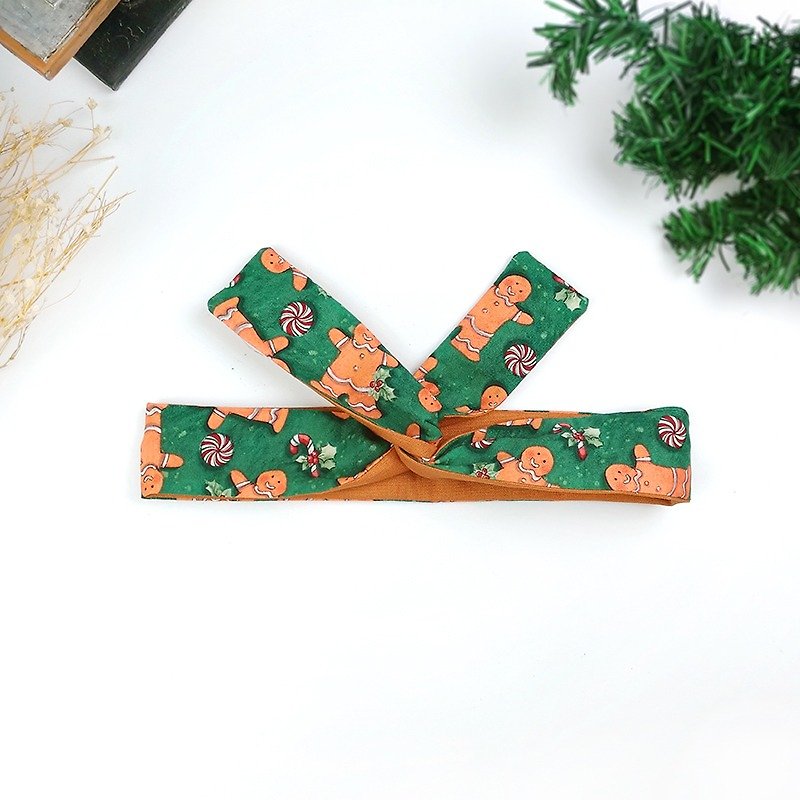 Calf Village Calf Village handmade hair accessories aluminum hairband with a variety of modeling Christmas xmas Christmas gift exchange Christmas {limited edition - gingerbread man} [A-243] - Hair Accessories - Cotton & Hemp Green