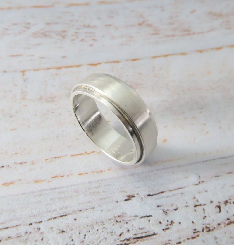 Double-band sterling silver plain ring - wide version (width about 6mm, thickness about 2mm) - General Rings - Other Metals Silver
