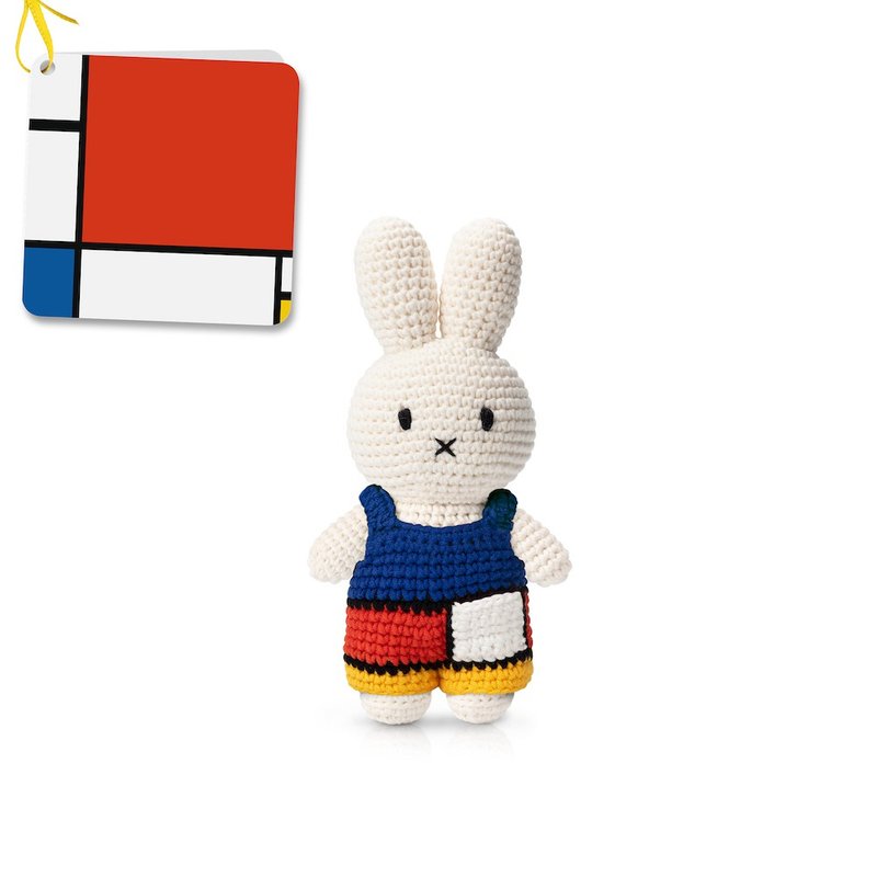 boris handmade and his mondriaan dress - Stuffed Dolls & Figurines - Cotton & Hemp 