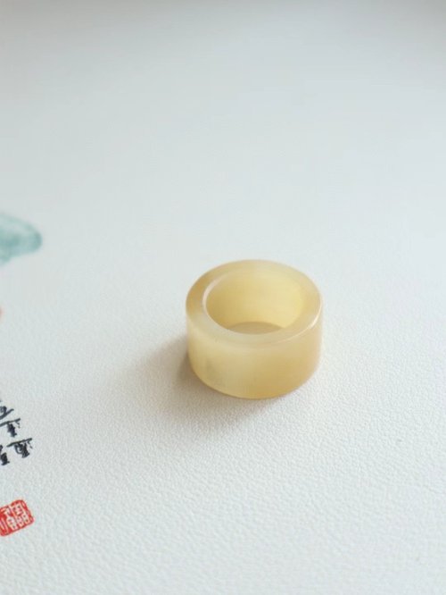 Sri Yantra 天然和田玉指環戒指 新疆糖料黃金糖色厚脂型細膩油潤內徑16.8mm