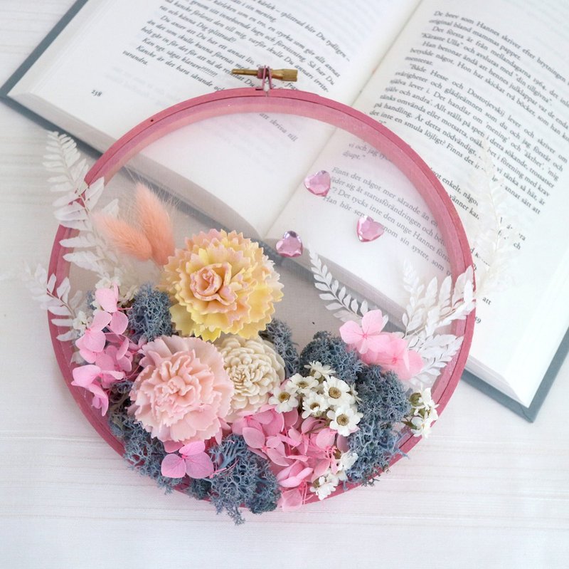 Home DIY Course I Embroidery Frame - Garden of Versailles - Plants & Floral Arrangement - Plants & Flowers Pink