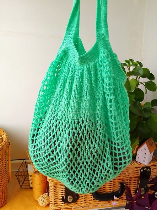 Rizhik_toys Natural Plaid Bag/ Handmade/ Woven Bag/ Plaid shoulder bag/ Cotton Net Bag