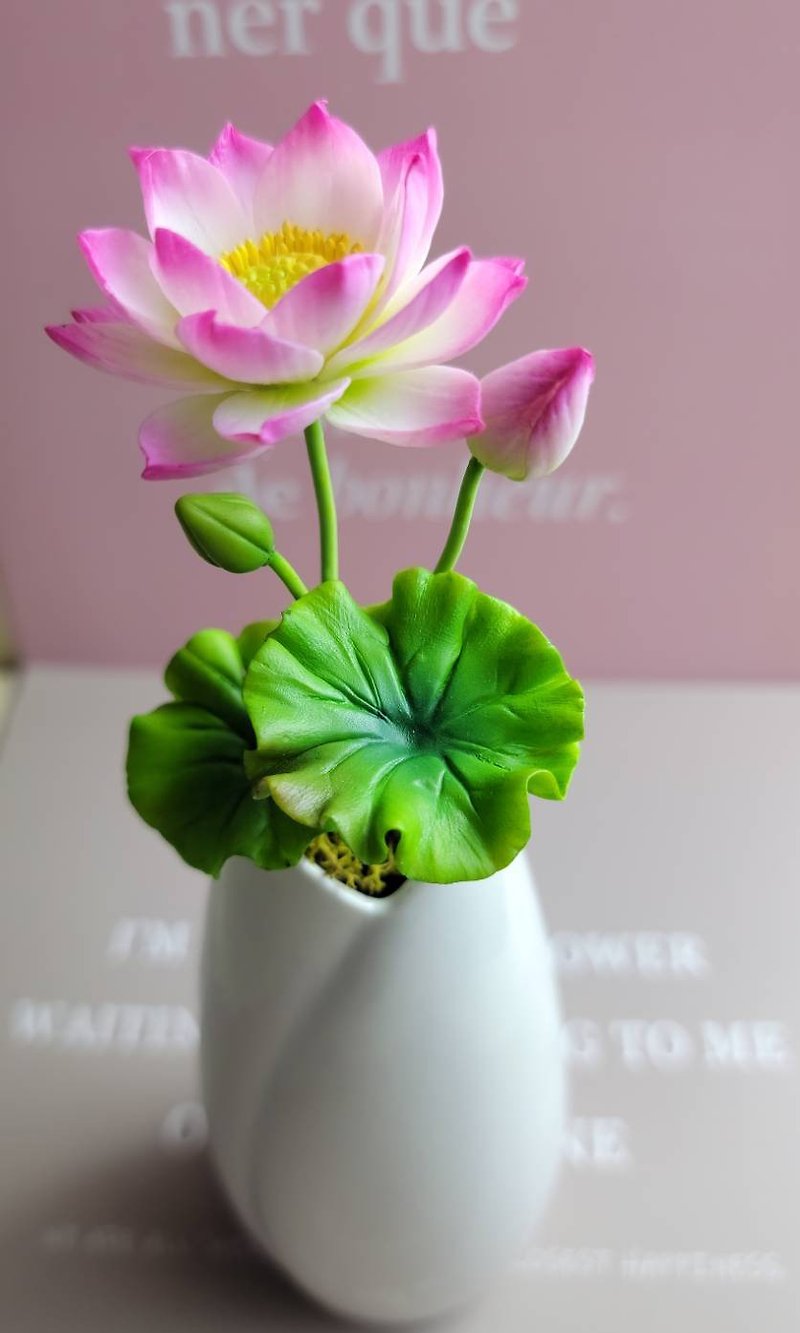 Cold Porcelain Clay/Clay Flower Arrangement-Lotus Small Vase/Pot Plant/Gift - Pottery & Ceramics - Clay 