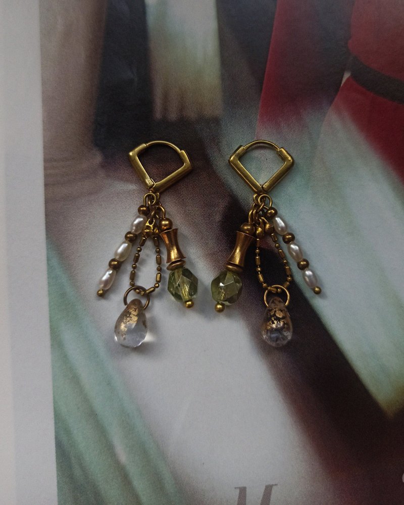 【多寶限定】銅圈耳環 進口珠 淡水珍珠 / 一對 - 耳環/耳夾/耳骨夾 - 銅/黃銅 多色