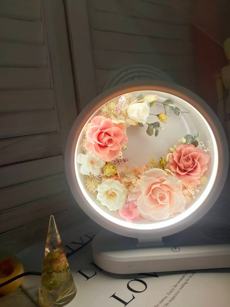 Lingling's Studio Full Moon Touch Preserved Flower Table Lamp - Lighting - Plastic Multicolor