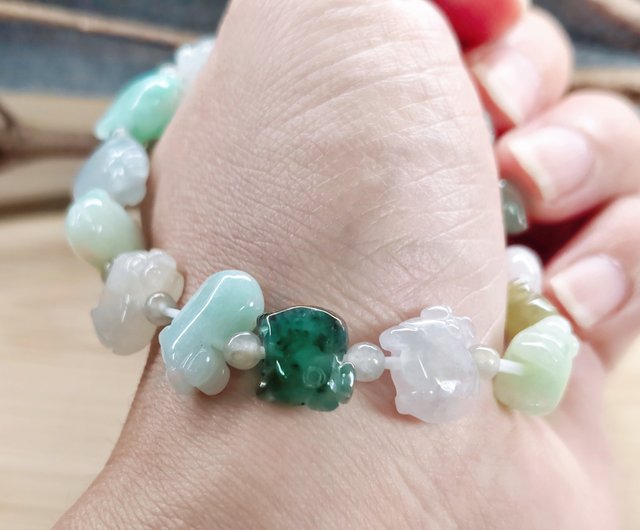 Pro-Cui 天然翡翠 Ice Duovao マルチカラーのかわいい豚の