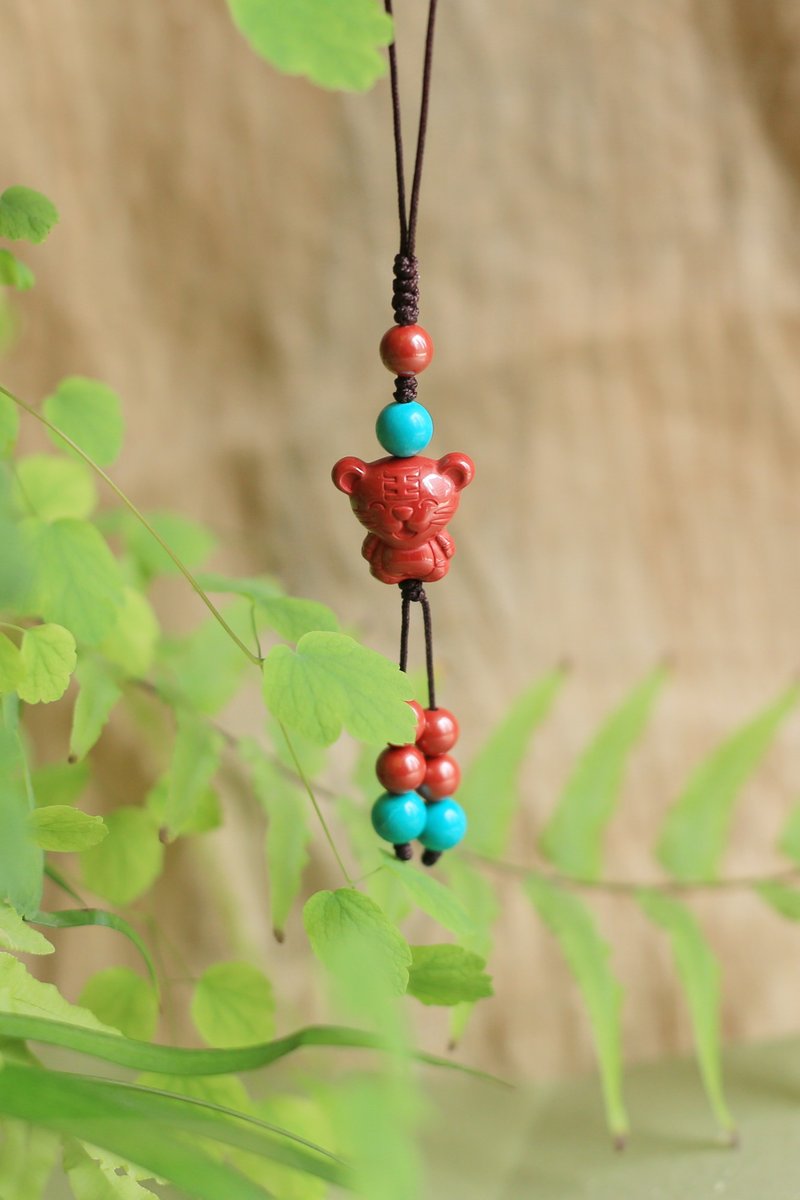 Spring and Autumn handmade | Zodiac mobile phone chain | Raw ore imperial cinnabar to ward off evil spirits and transform into Tai Sui | High content - Charms - Semi-Precious Stones 