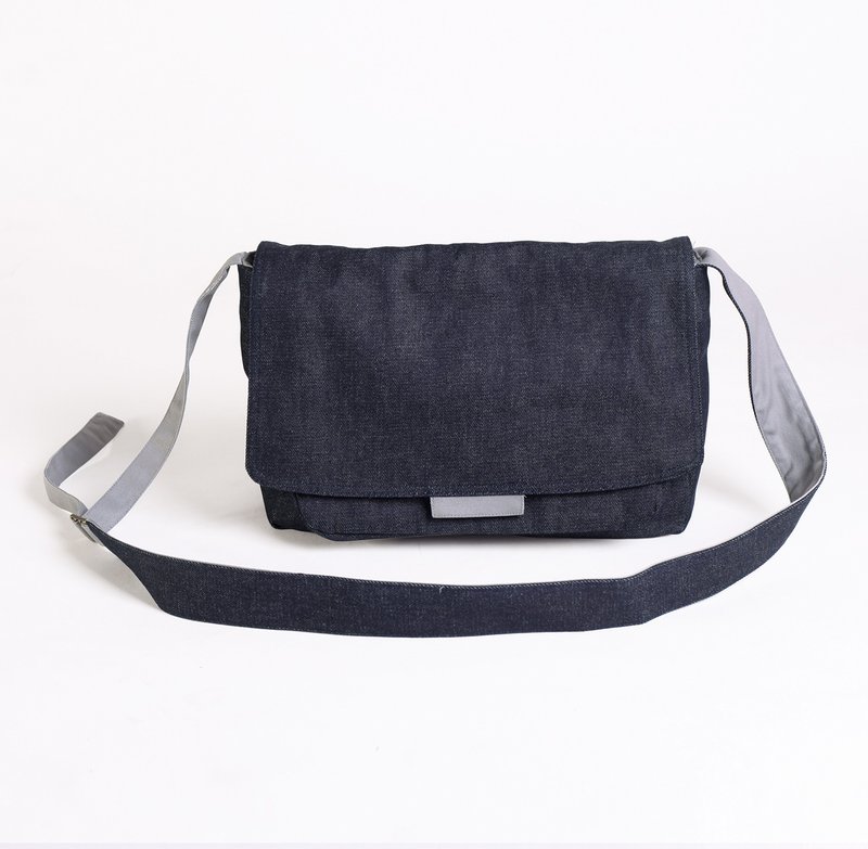 Shoulder and cross-body canvas travel bag - denim blue - Messenger Bags & Sling Bags - Cotton & Hemp Blue