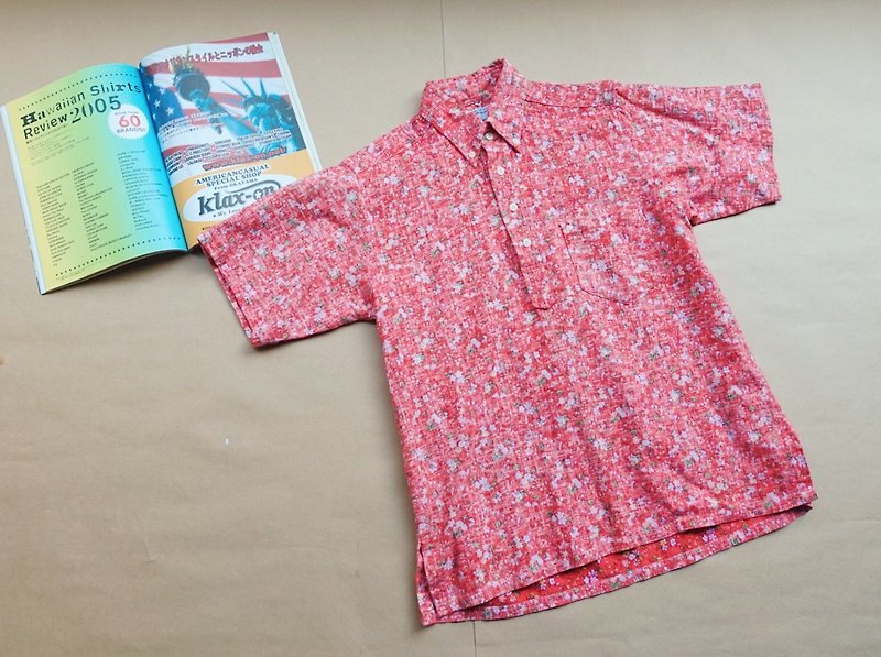 Vintage Shirt / POLO Strawberry Puffs - เสื้อเชิ้ตผู้หญิง - ผ้าฝ้าย/ผ้าลินิน สีแดง