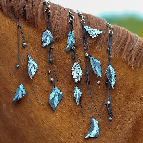 Equestrian Style Studio Silver black horse mane extension jewelry Handmade pony mane and tail clips