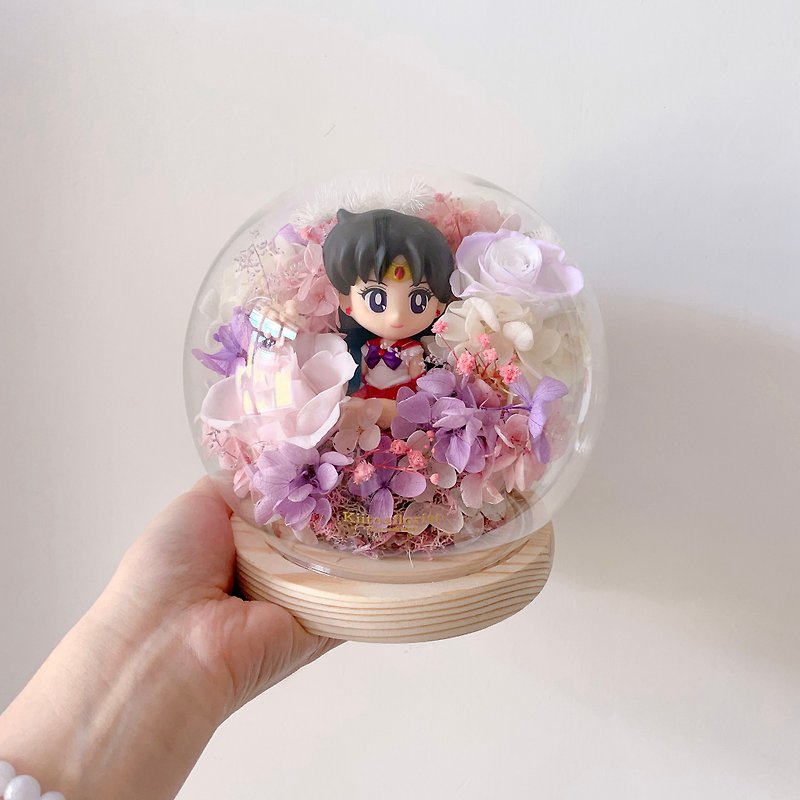 [Customized Gift] Kiitosflorist Preserved Flower Glass Ball-Beautiful Girl Rei Hino - Dried Flowers & Bouquets - Glass Pink