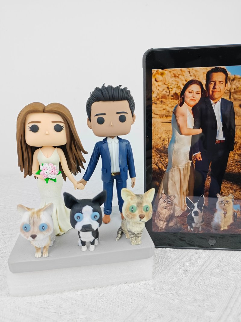 客製化3D人像公仔 訂製手工Funko Pop情侶父母夫妻結婚週年禮物 - 公仔/玩偶 - 黏土 多色
