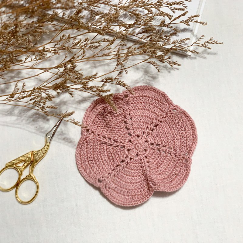 Hand-woven/flower coaster - Coasters - Cotton & Hemp Pink