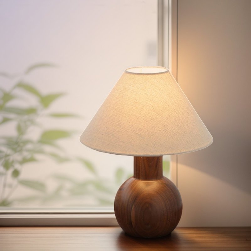 Taisho retro Western style North American black walnut table lamp handmade by wood craftsmen 102LT - โคมไฟ - ไม้ สีนำ้ตาล