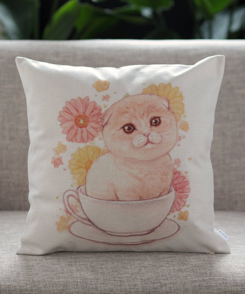 Jubilee Cushion Cover Scottish Fold Teacup - Pillows & Cushions - Cotton & Hemp Multicolor