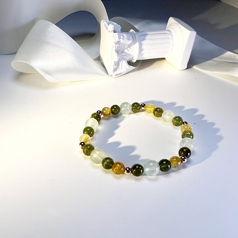 summer. Bracelet to eliminate stress and attract wealth and communication I Grape Stone Gray Titanium I - Bracelets - Crystal Green
