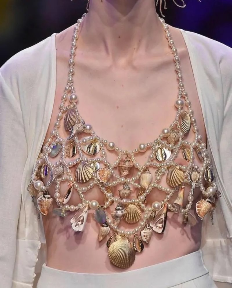 Mermaid Woven Top Seashell & Pearl Body Chain helloween costume - 其他 - 貝殼 