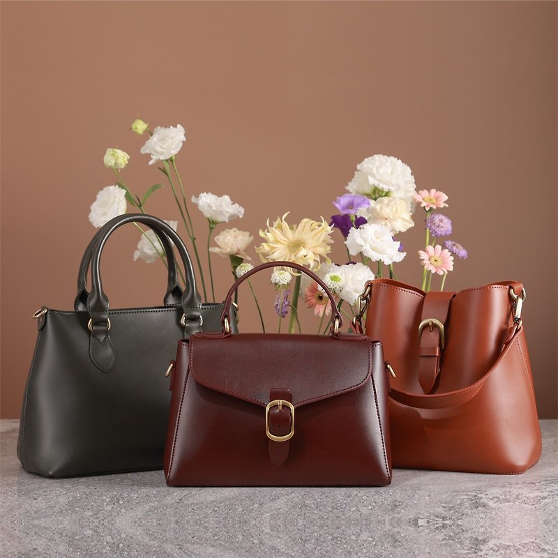 [Mother's Day Super Value Combo] Choose from three best-selling bag styles and a lucky bag hand-wrapped in gift leather - กระเป๋าแมสเซนเจอร์ - หนังเทียม สีนำ้ตาล