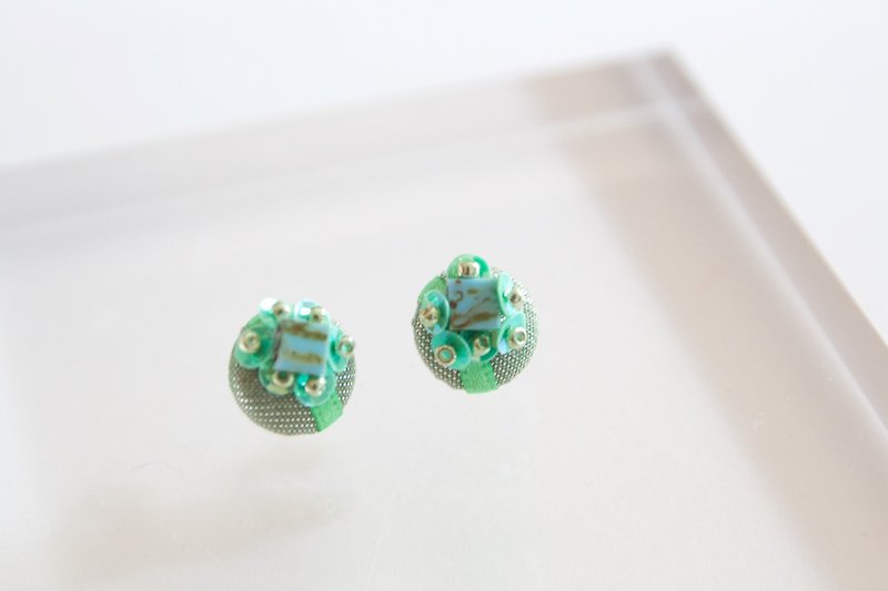 Czech beads titanium earrings - Earrings & Clip-ons - Gemstone Green