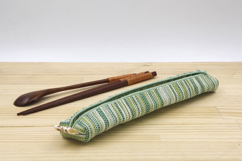 【紙布家】紙線編織 小餐具袋 波紋綠 - 其他 - 紙 多色