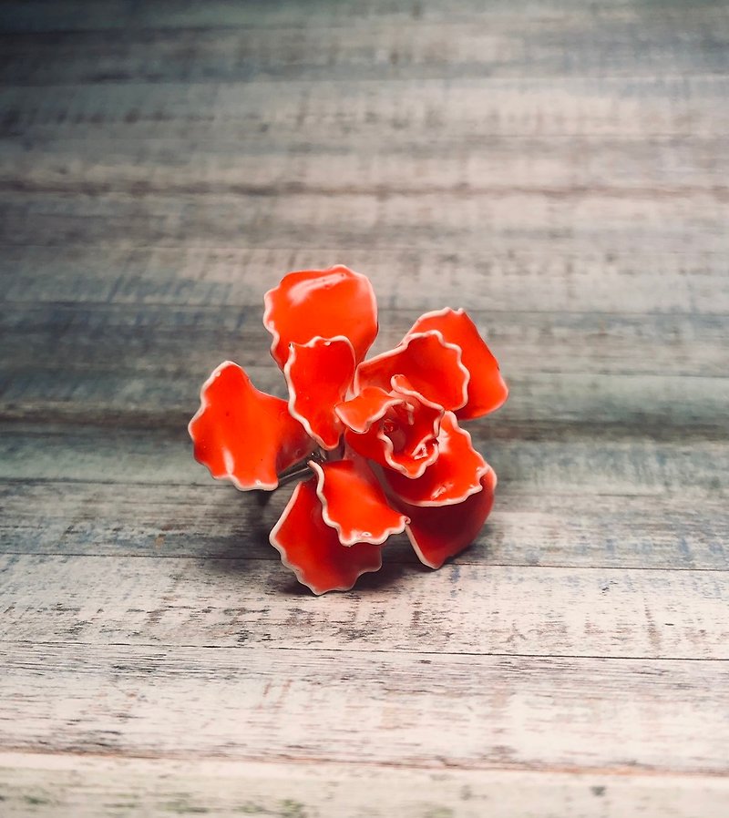 Flower Ring/Adjustable Band/Red Rose/Crystal Flower - General Rings - Resin Red